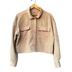 Crave Fame Cropped Tan Corduroy Button Down Jacket Juniors XL